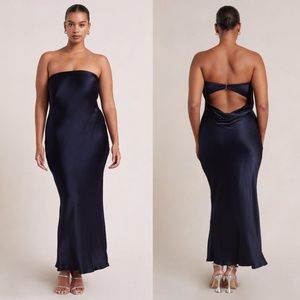 NWT Bec & Bridge Moon Dance Strapless Maxi Dress Ink Navy Blue US 12 Large